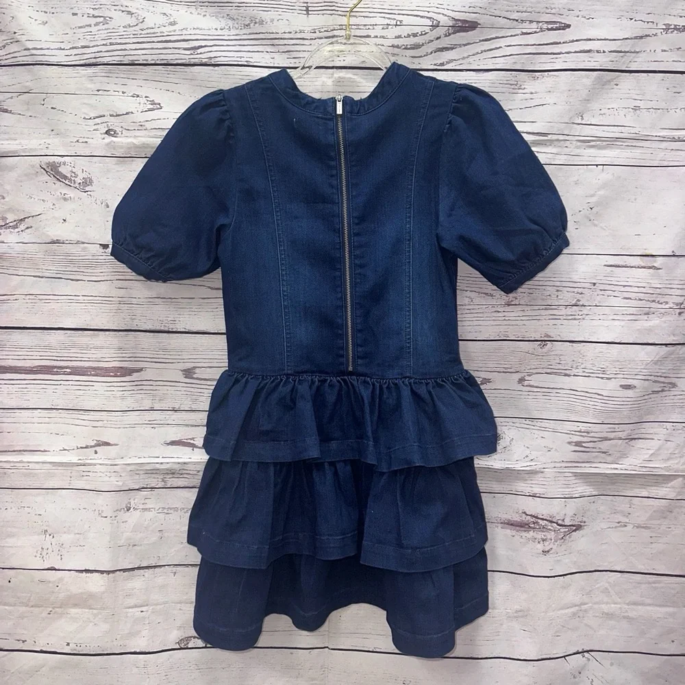Habitual Kids Denim Drop Waist Ruffle Tiered Dress Size 10